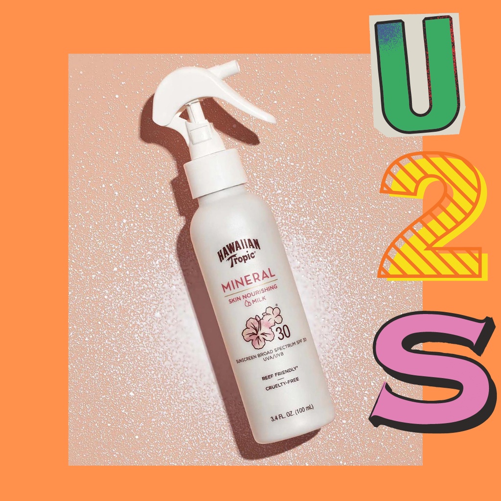 Kem chống nắng vật lý cho mặt và toàn thân Hawaiian Tropic Mineral Skin Nourishing Milk Spray Face &amp; Body SPF 30