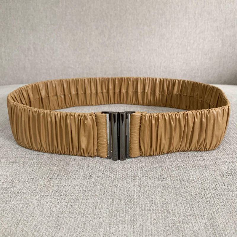 Thắt Lưng Vải Bóng Co Giãn Xếp Ly Nhiều Màu Lựa Chọn