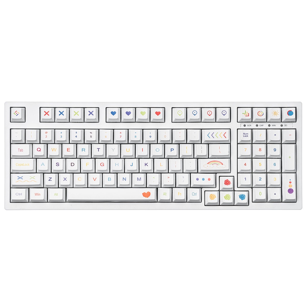 Bộ Keycap Pencil Chalk bút chì màu Thick PBT Cherry Profile Dye Sub 129 Nút cân được layout 68,84,96,98...