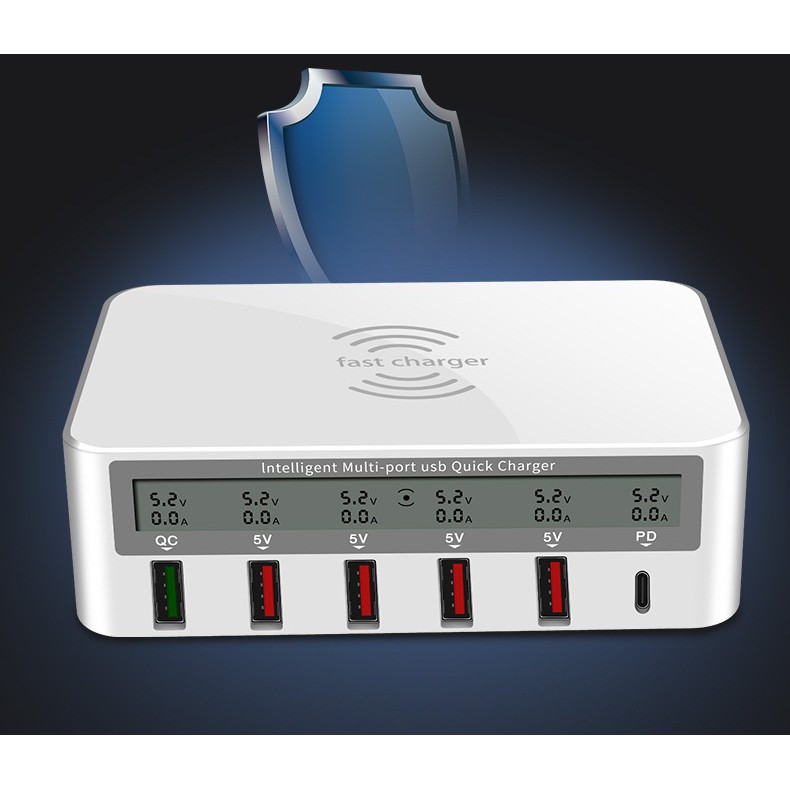 Sạc 6 cổng tích hợp sạc không dây WLX-818F