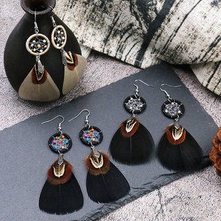 Bông Tai, Hoa Tai Nữ Lông Vũ Phong Cách Bohemian Vintage Cá Tính Giá Rẻ