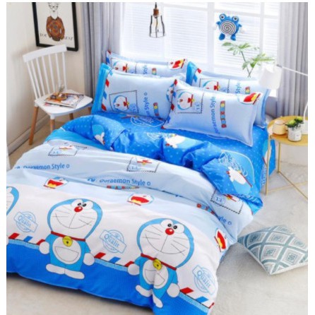 Ga giường bo chun cotton Poly Hàn Quốc 1m6x2m,1m8x2m,doremon tem thư