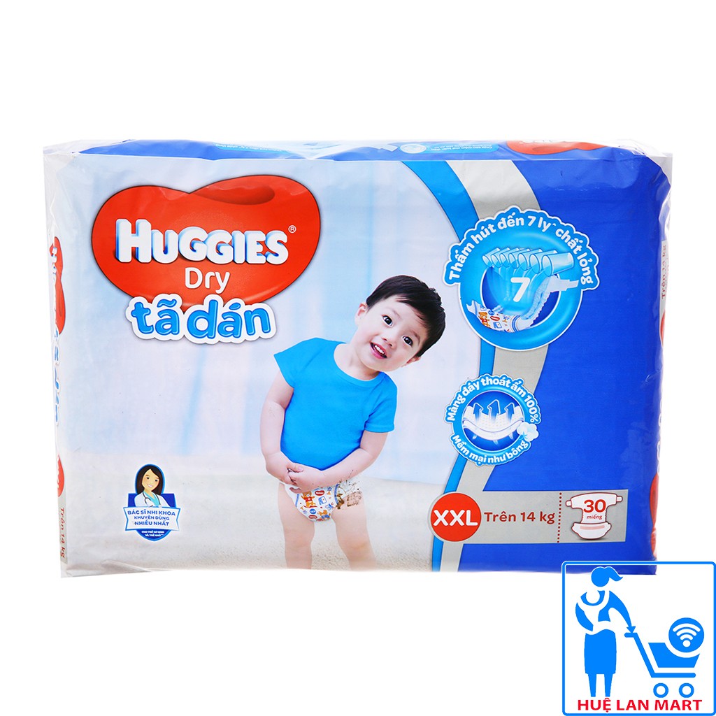 [CHÍNH HÃNG] Bỉm - Tã Dán Huggies Dry Size XXL30 (Cho bé &gt;14kg)