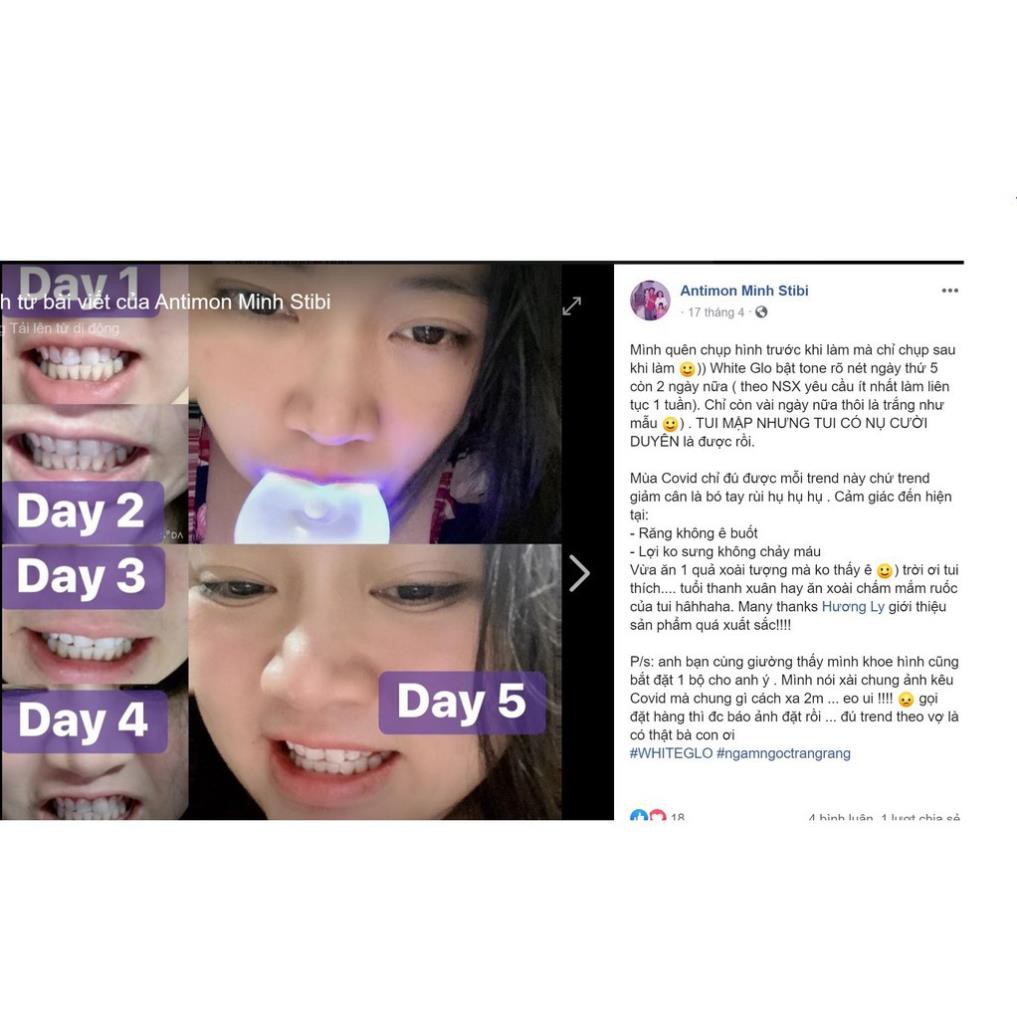 [ Hàng ÚC] Máy làm trắng răng bằng ánh sáng xanh White Glo White Accelerator Blue Light Teeth Whitening System