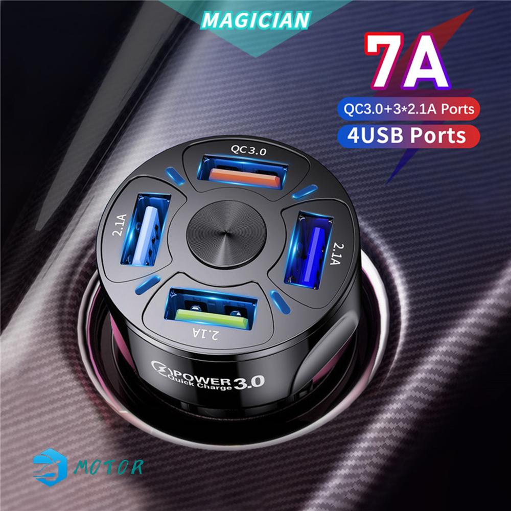 Cốc Sạc - Tẩu Sạc Nhanh 4 Cổng USB 3.0 Cho Xe Ôtô