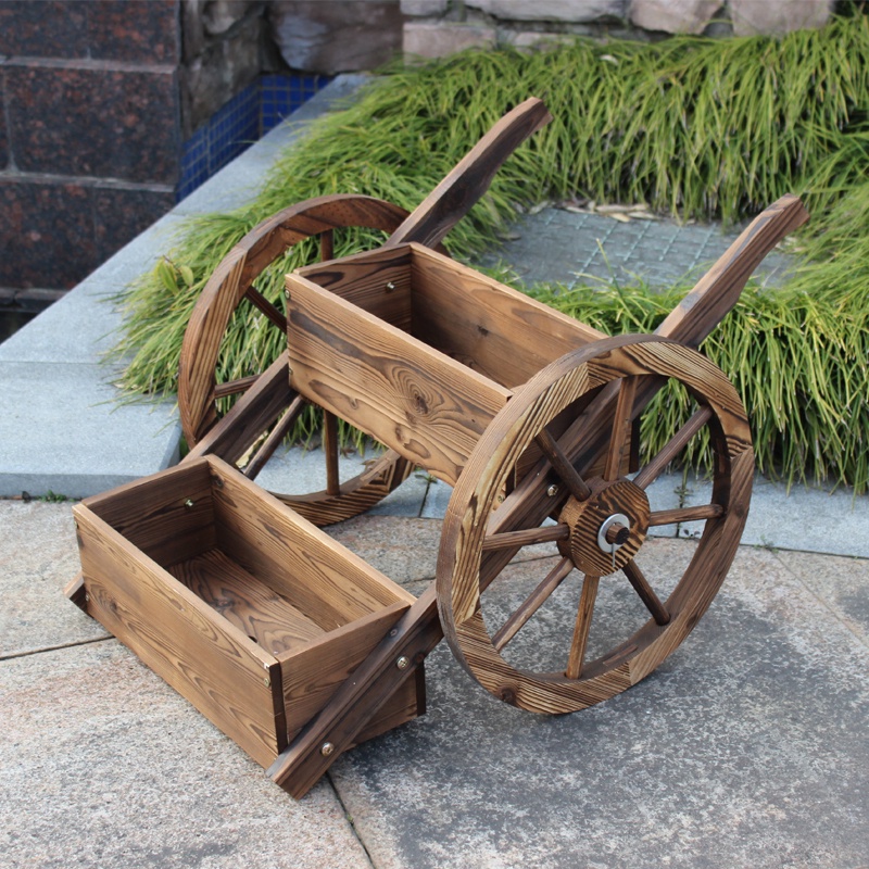 Kệ để chậu hoa trồng cây cảnh decor phong cách vintage ngoài trời bằng gỗ thông rắn chắc, bảo hành 6 tháng