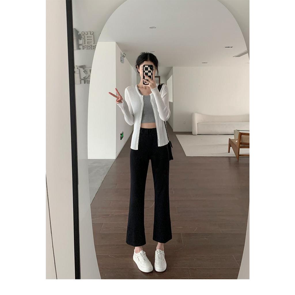 60700 Quần Cắt Xén Co Giãn Màu Đen Nhạt