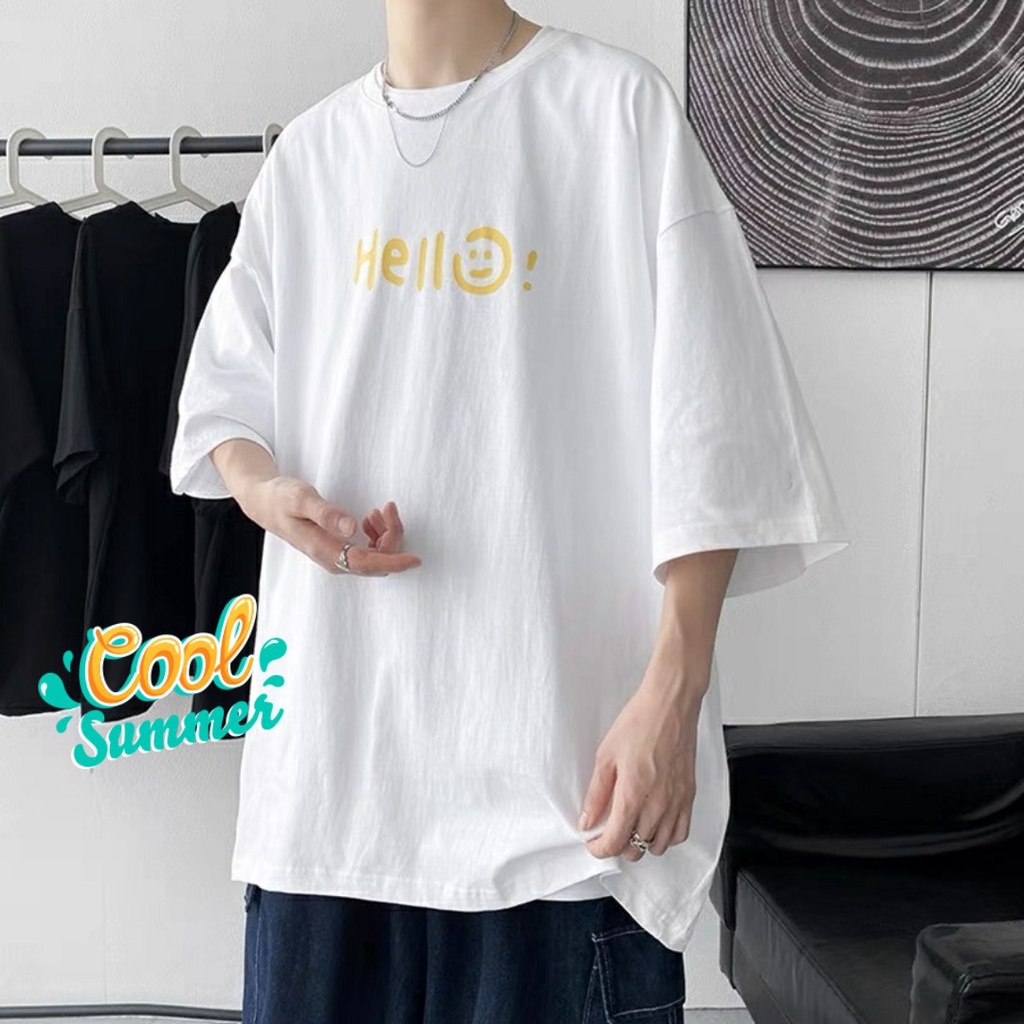 [FREESHIP, MẾN TẶNG QUÀ XINH] ÁO THUN, ÁO PHÔNG NAM NỮ HELLO TAY LỠ FORM RỘNG 2 MÀU ĐEN TRẮNG CỰC CUTE CỰC CHẤT