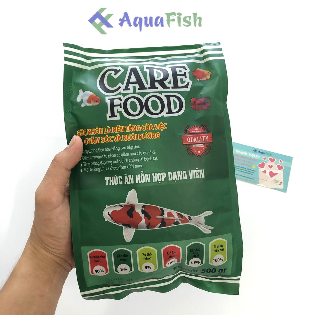 Thức Ăn Cho Cá Koi Care Food 500g (Thức ăn cho cá nhanh lớn, tăng màu, chuyên dụng cho cá Koi)