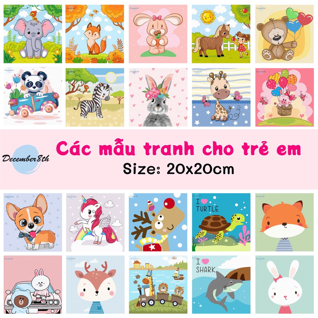 Tranh tô màu số hóa tranh số hóa tự tô December8th size 20*20 dành cho trẻ em