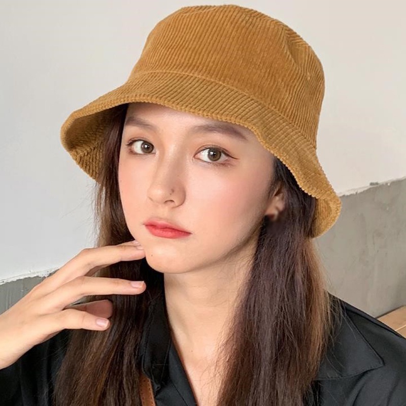 Mũ Bucket Nhung Màu Trơn Thời Trang Biển Mùa Hè