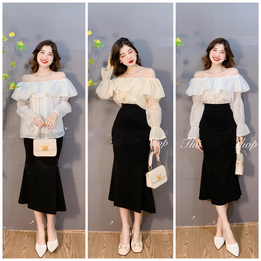 Áo trễ vai tay bồng candy top hottrend đẹp LICA - A25