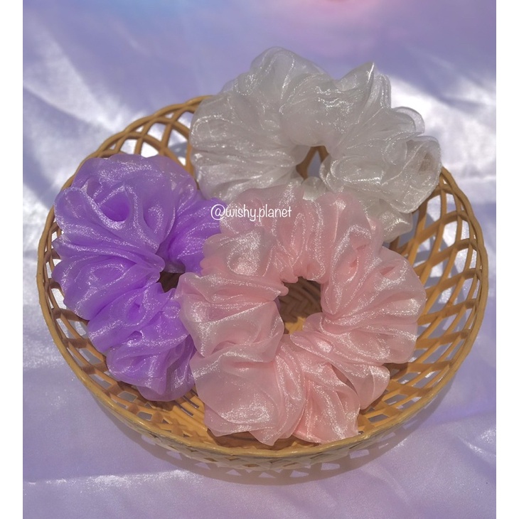 Scrunchies cột tóc voan ánh nhũ 🌈✨