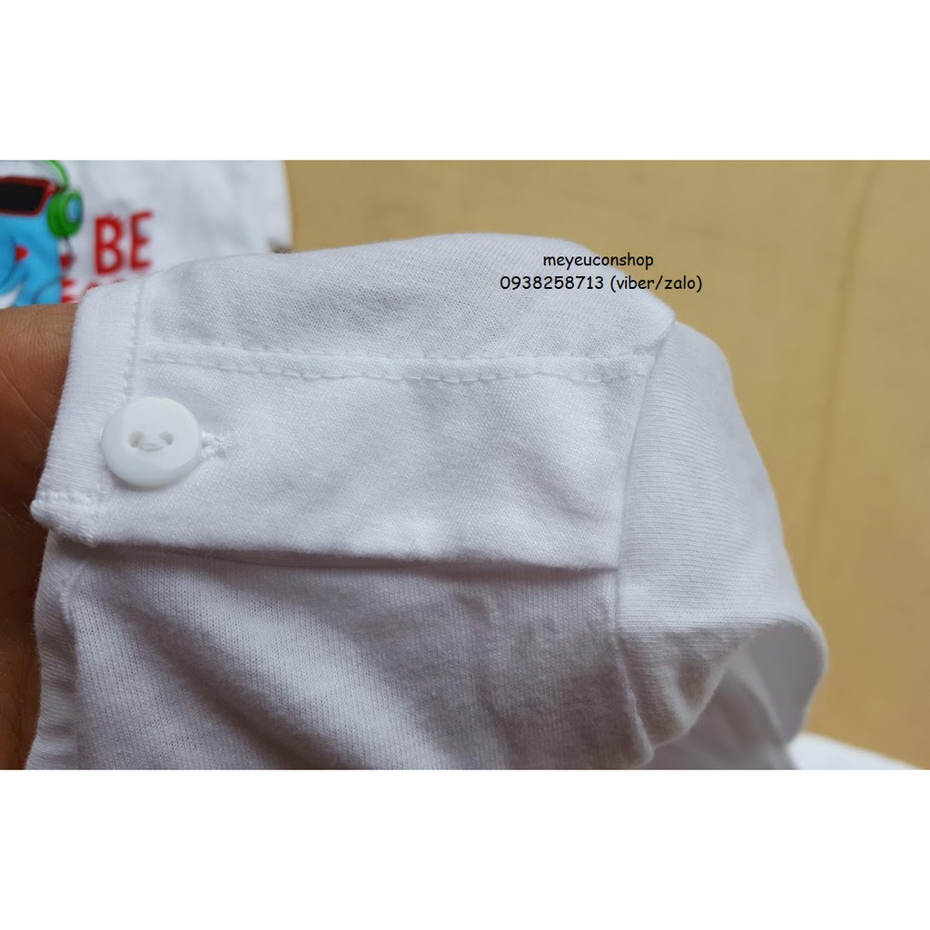 (9-19kg) ÁO CÀI VAI DÀI TAY COTTON TRẮNG IN HÌNH CHO BÉ - BIBO KIM THU