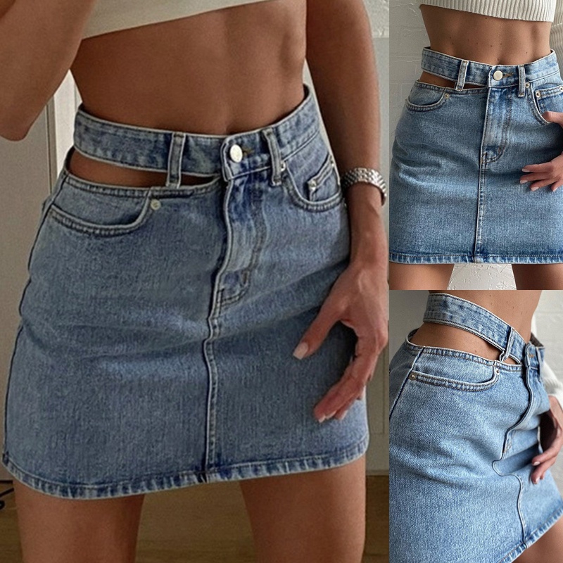 Chân váy jean Lưng Cao Thiết Kế Độc Đáo Quyến Rũ