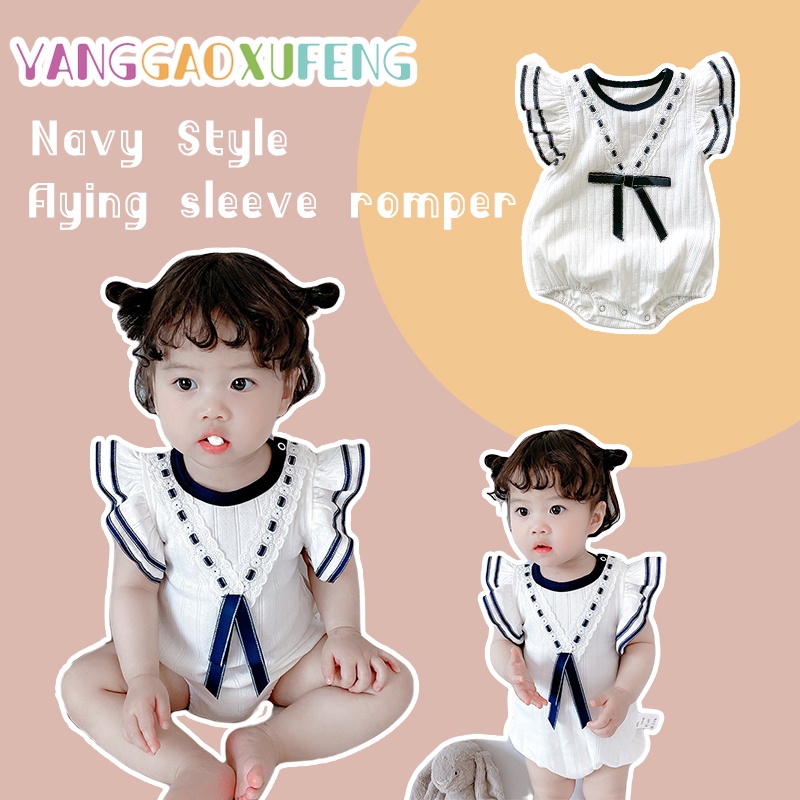 Bộ Áo Liền Quần Tay Cánh Tiên Dễ Thương Cho Bé Gái