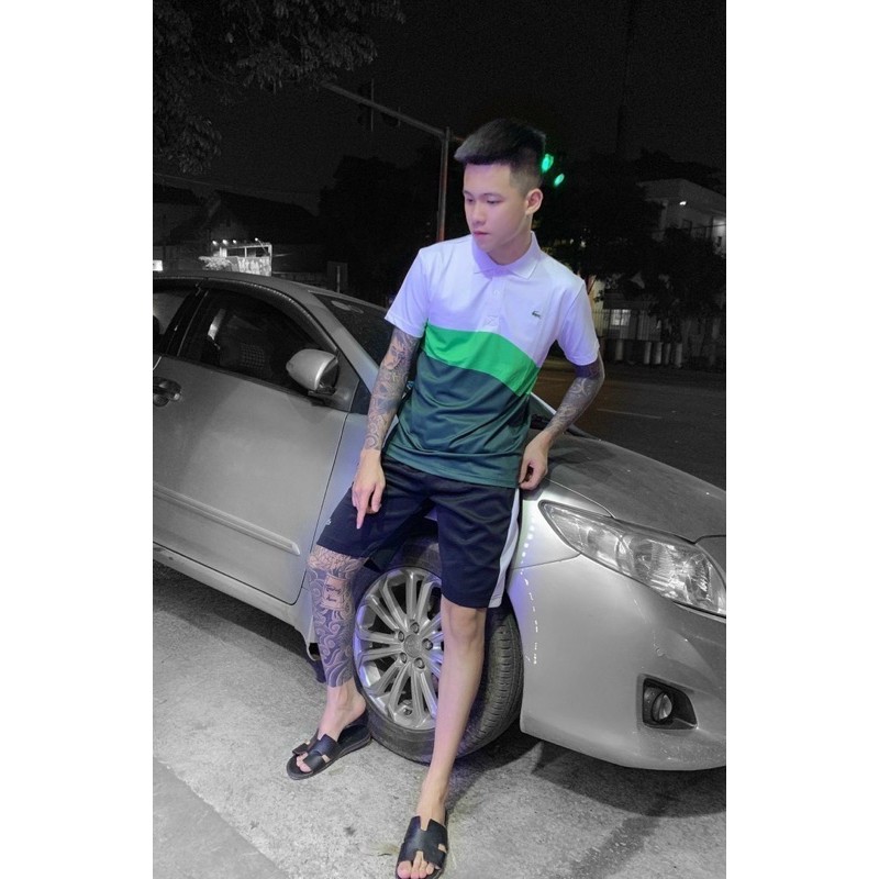 Bộ Hè Nam Cá Sấu Pha Màu Thêu Vạch Cực Sang | BigBuy360 - bigbuy360.vn