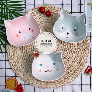 Bát sứ to hình mèo, chó, heo