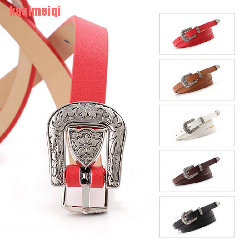 Thắt lưng da bản nhỏ có khóa phong cách boho cổ điển dành cho nữ giới