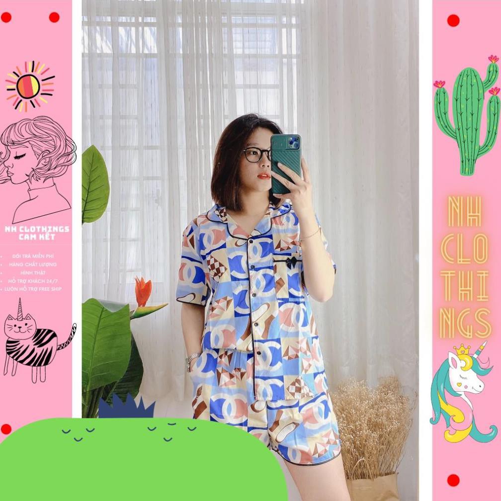 Bộ đồ ngủ, đồ bộ pijama lụa nữ mặc nhà bigSize áo tay ngắn quần ngắn chất liệu lụa hàn Bigsize NH CLOTHINGS