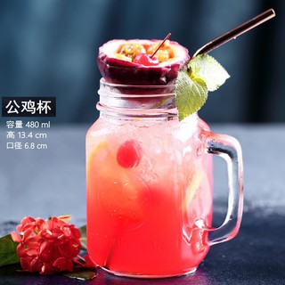 COMBO 2 ly thủy tinh uống trà sữa ly quai thủy tinh nắp có lỗ 450ml - Bộ 2 ly thủy tinh dễ thương