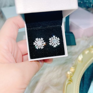 Bông tai hoa full đá mạ bạch kim