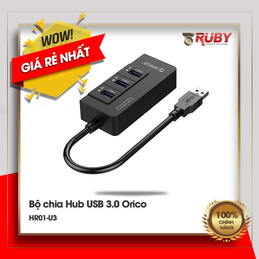 Bộ chia USB HUB 3.0 ORICO 3 cổng HR01-U3, và chuyển đổi từ USB 3.0 sang RJ45