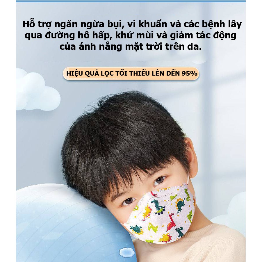 Khẩu trang KN95 DÀNH CHO TRẺ EM chuyên dụng lọc bụi NANO - PM2.5 Micromet, CHỐNG BỤI - VIRUS - KHÁNG KHUẨN KT00001