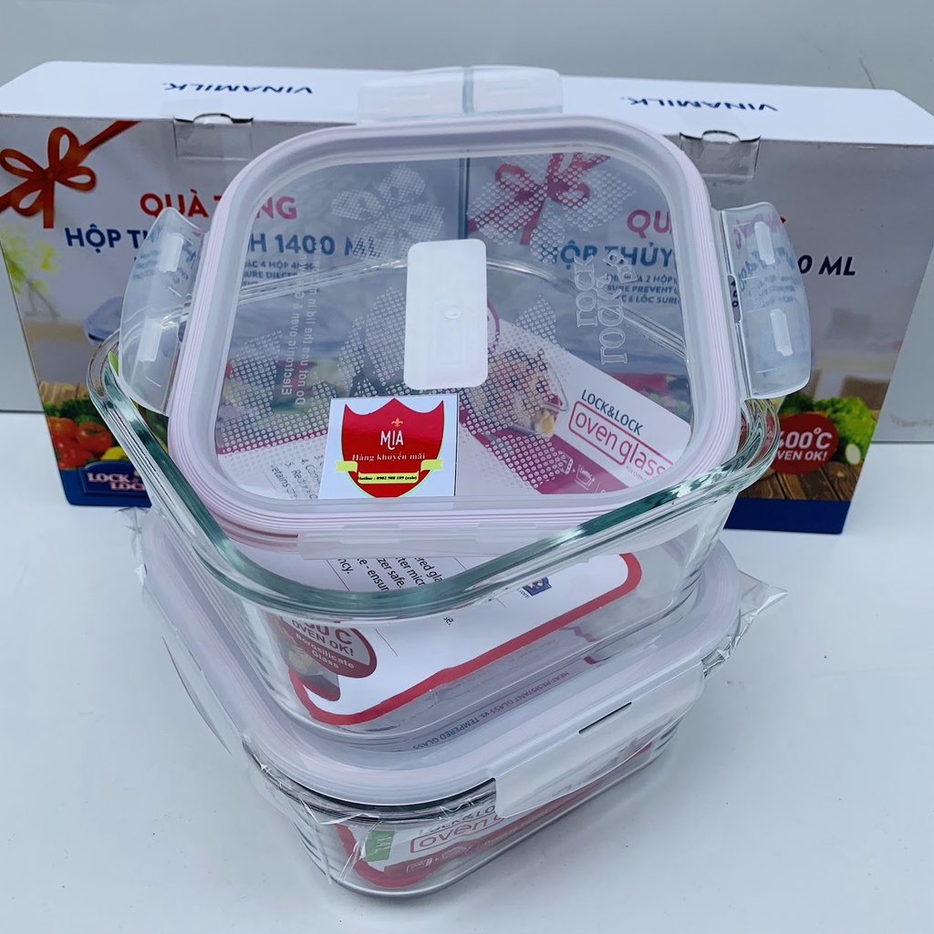 Hộp thủy tinh, thố thủy tinh đựng thức ăn Lock and Lock loại to (Hàng khuyến mại Vinamilk)