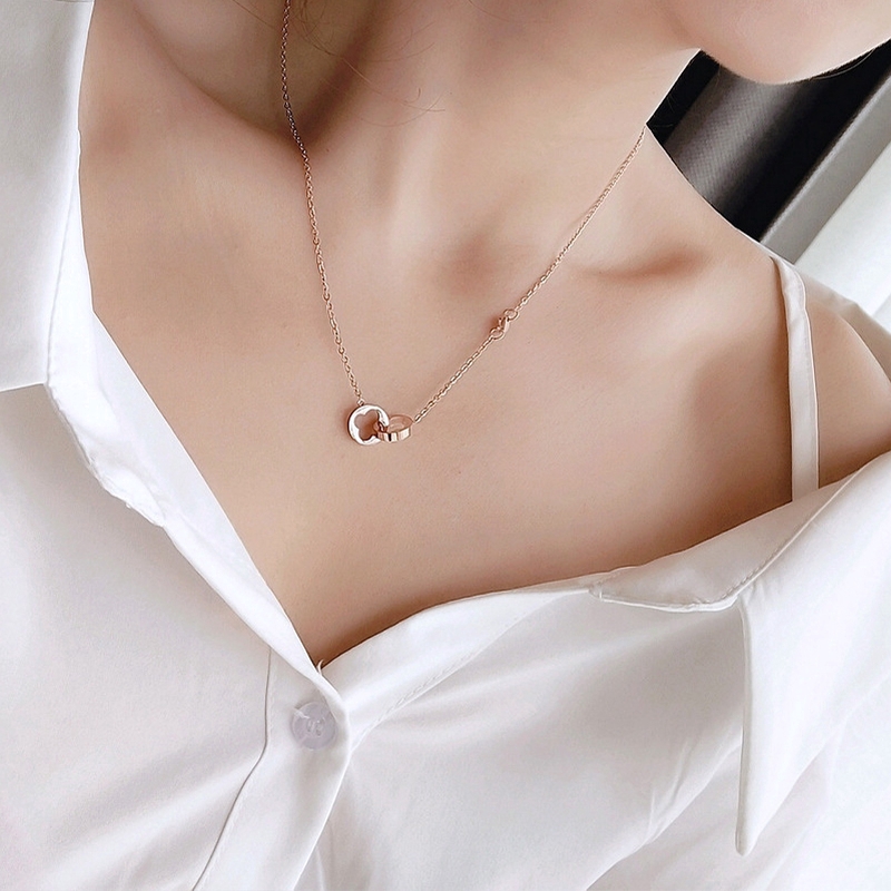 Vòng cổ bằng thép titan màu vàng hồng thời trang cho nữ | BigBuy360 - bigbuy360.vn