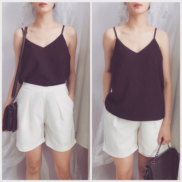 Áo 2 dây tim voan bảng màu mới U15127 hình thật trải sàn