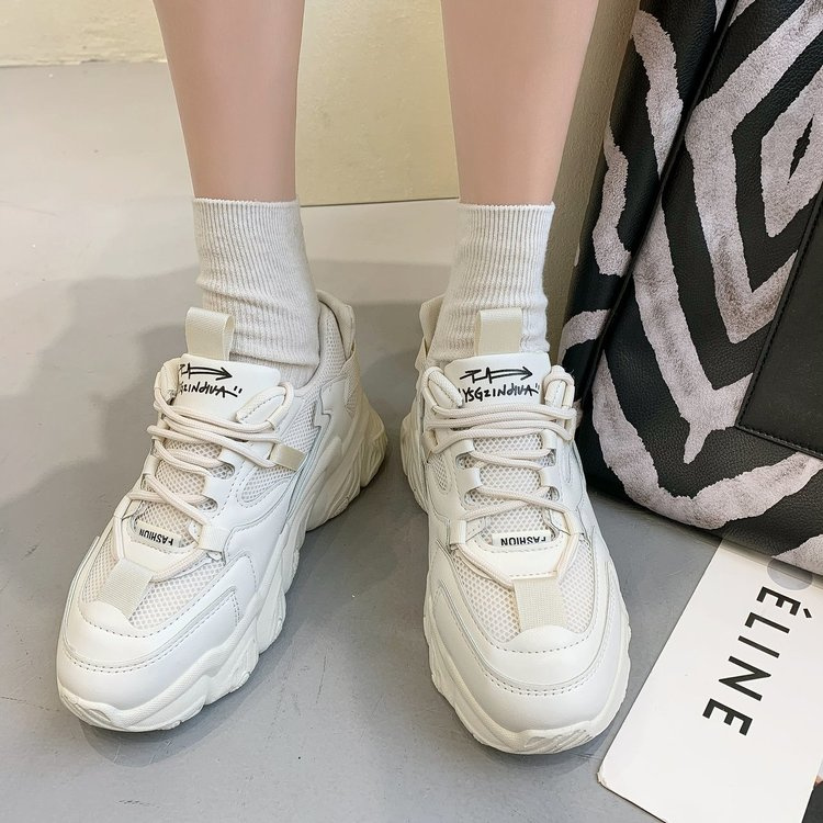 Ulzzang Wedges Sneaker Lace Up Breathable Comfortable Sport Shoes