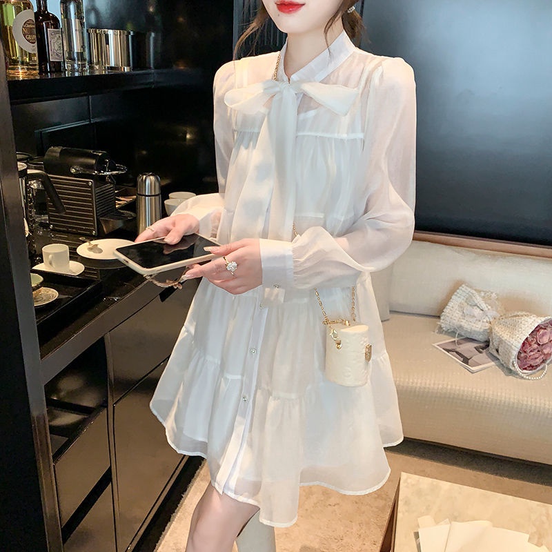 Đầm Tay Dài Cổ Tròn Thời Trang Xinh Xắn Cá Tính Cho Nữ
