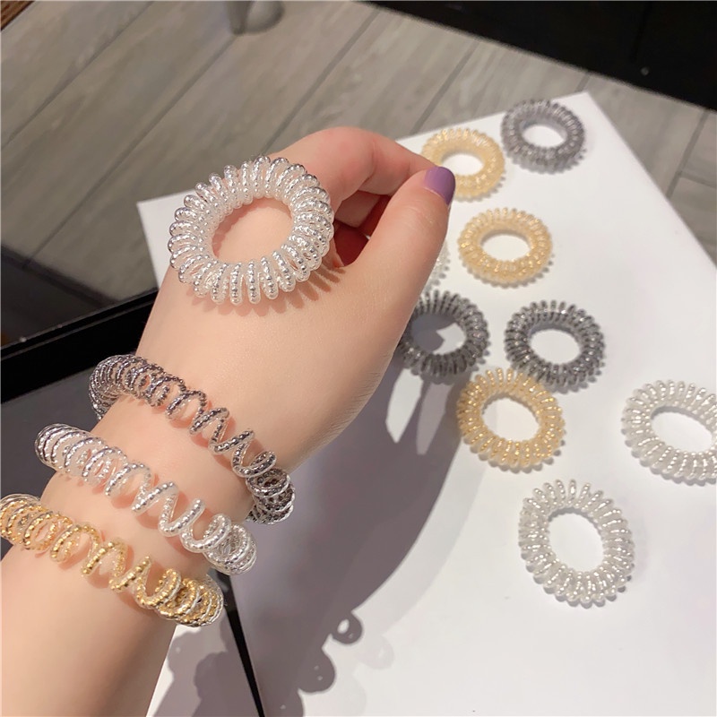 Dây Cột Tóc Cao Su Hình Lò Xo Đơn Giản Thời Trang Cổ Điển