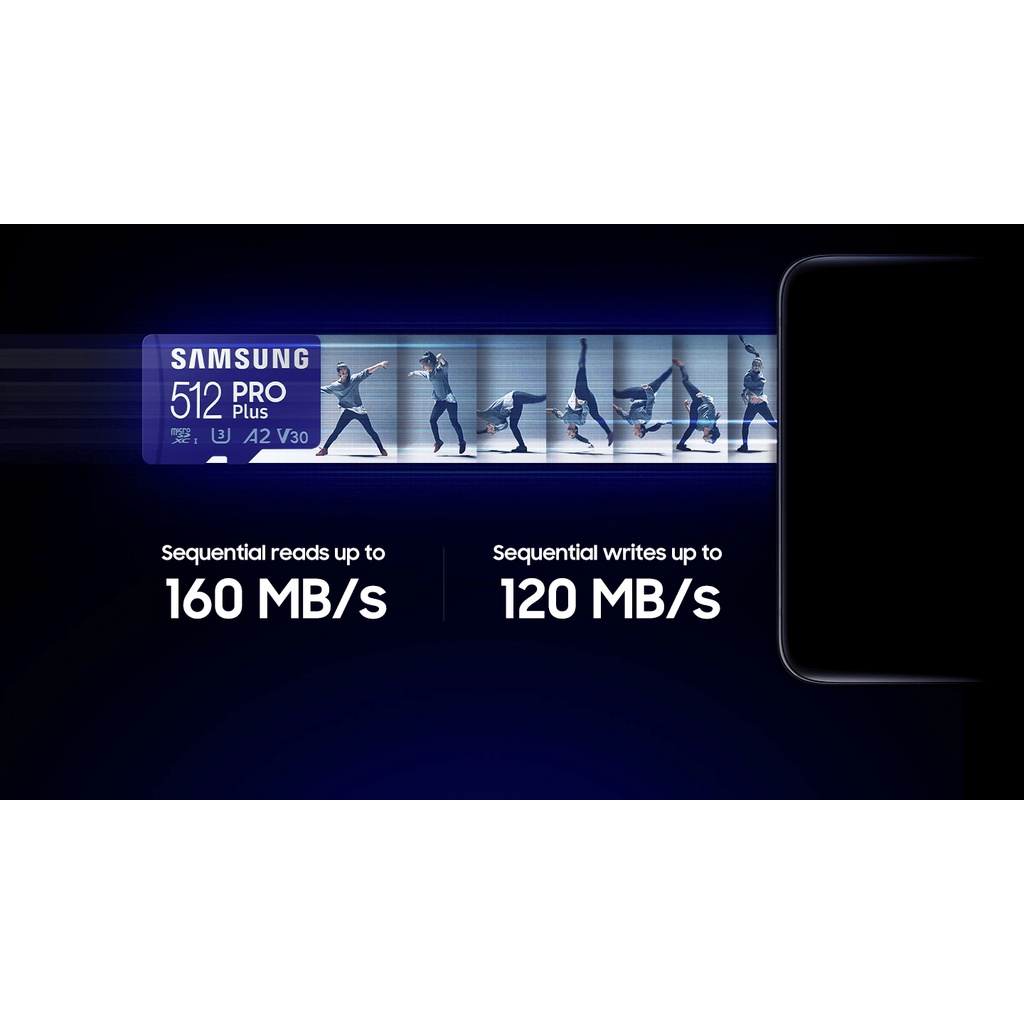 Thẻ nhớ MicroSDXC Samsung Pro Plus tốc độ cao ghi 120MB/s đọc 160MB/s U3 A2 V30 256GB / 128GB kèm adapter - không box