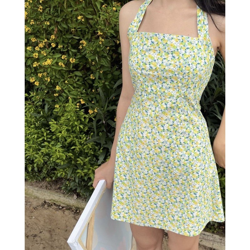 Váy yếm hoa nhí mini cột nơ dáng A Loralen Dress by Gum - Gum Tailor | BigBuy360 - bigbuy360.vn