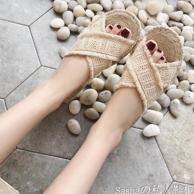 Sẵn sz36 - Dép cói thật quai chéo - kèm ảnh thật