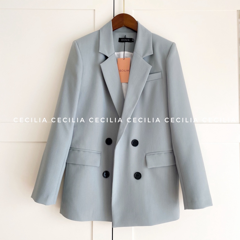 Áo khoác blazer AZURA by CECILIA xanh thiên thanh - 2 hàng khuy