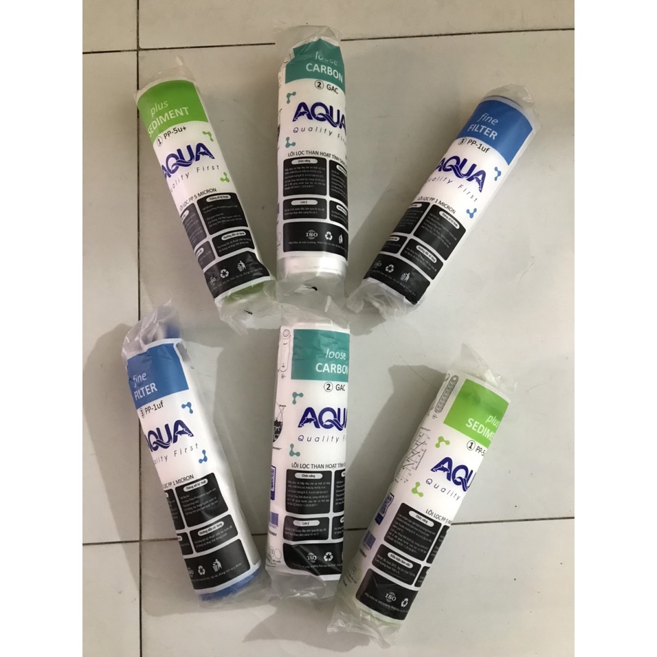 2 Bộ Lõi 123 AQUA   - Dùng thay thế cho máy lọc nước RO -  Tác dụng lọc thô