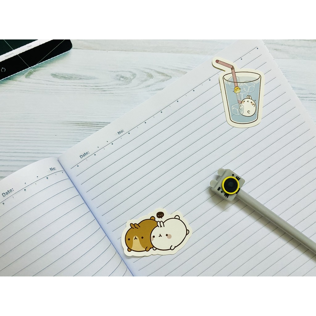 Sticker thỏ Molang dán trang trí laptop, máy tính bỏ túi, vali, điện thoại, đàn ghita, hộp bút