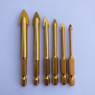 Bộ 6 mũi khoan kính, thủy tinh,khoan gạch men,gạch đá hoa vonfram 2 cạnh