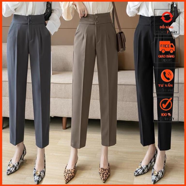 [Mã FAMARAL1 giảm 10K đơn 50K] Quần Baggy Nữ Lưng Cao Hai Khuy m830