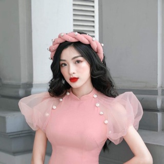 Mấn xoắn đính đá áo dài