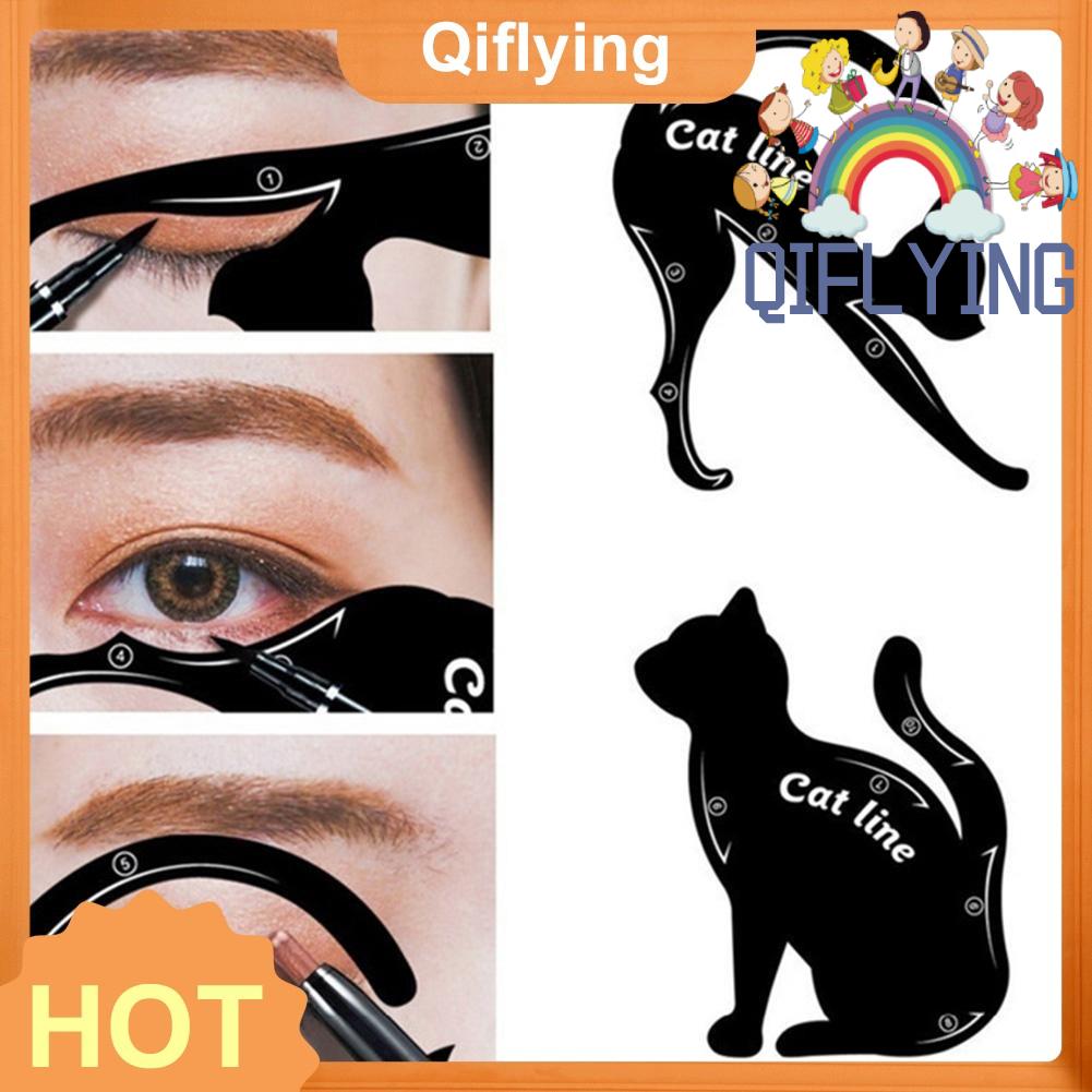 Bộ khuôn hỗ trợ kẻ mắt trang điểm lông mày thiết kế hình mèo