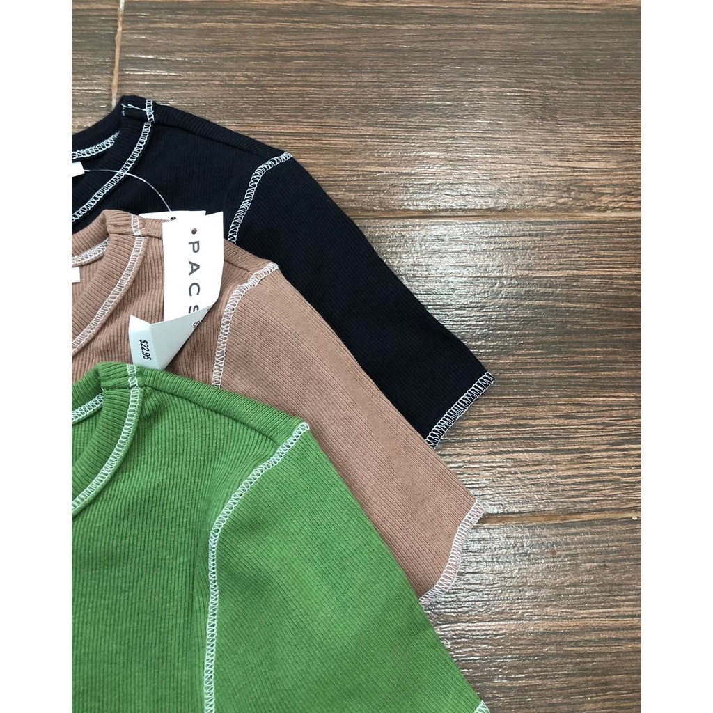 Áo Thun Pacsun Gân Nhỏ Viền Chỉ Nổi - LILAC