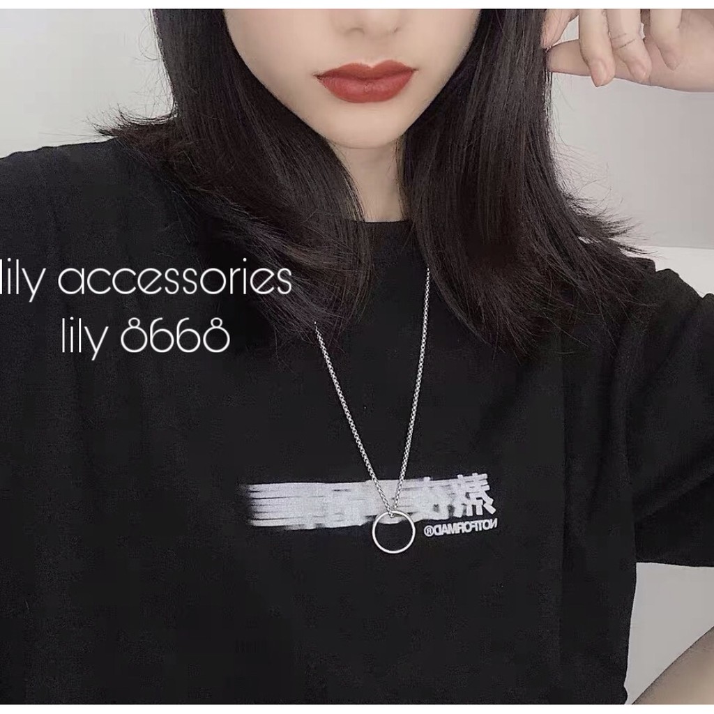 Ring Pendant Chain Necklace dây chuyền vòng cổ titan phối nhẫn không gỉ không đen siêu bền nam nữ unisex
