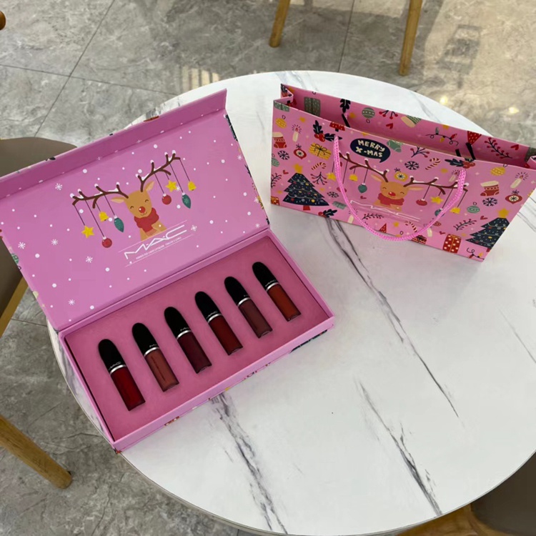 MAC Matte Lip Glaze Lipstick Sample Christmas Edition 6-Piece Set Moisturizing Color Box 1.8ml*6 Son Môi Dưỡng Ẩm Thương Hiệu