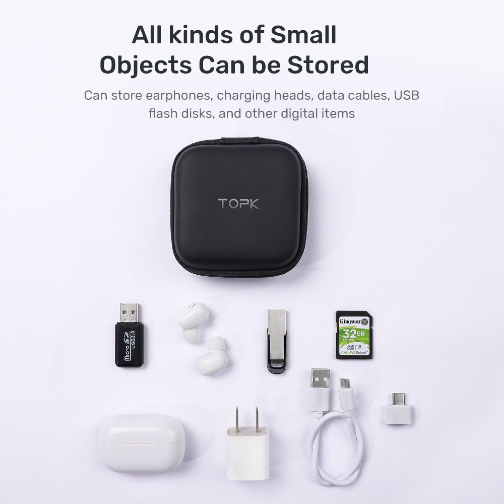 Chính hãng Hộp túi Đựng Phụ Kiện TOPK J07 Phù Hợp Để Đựng Tai Nghe, Thẻ Nhớ, USB, Cáp Sạc... Chống Thấm Nước Bền Bỉ