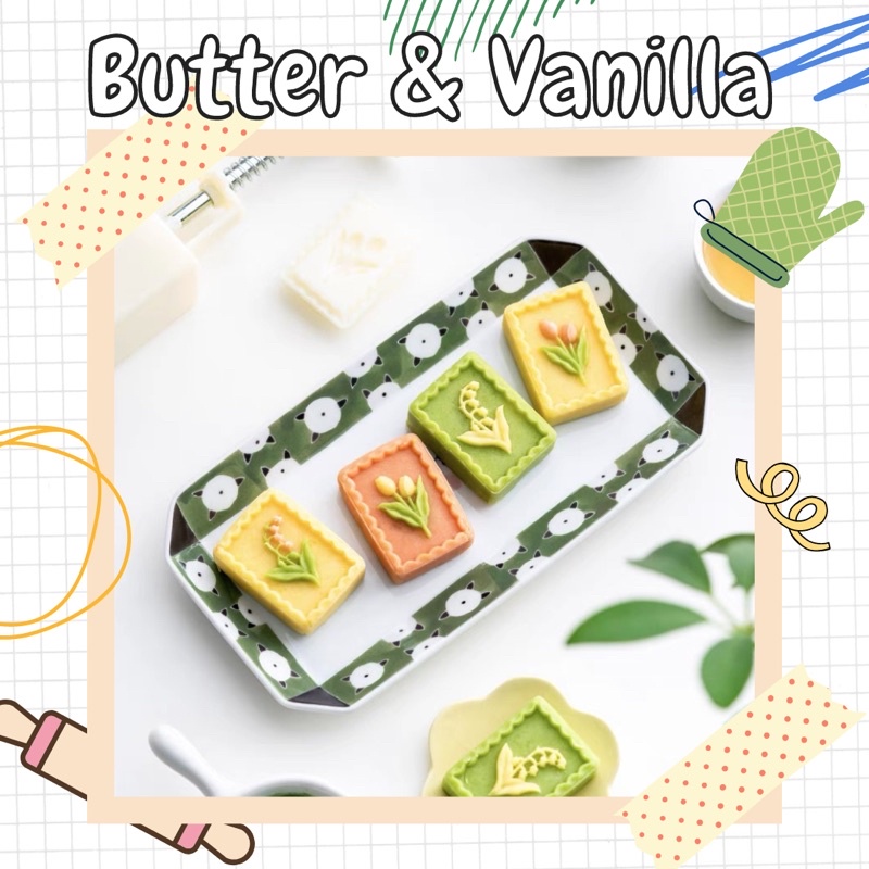Khuôn Nhấn Lò Xo Tulip Chữ Nhật 30gr Bánh Đậu Xanh, Bánh Dứa, Bánh Trung Thu