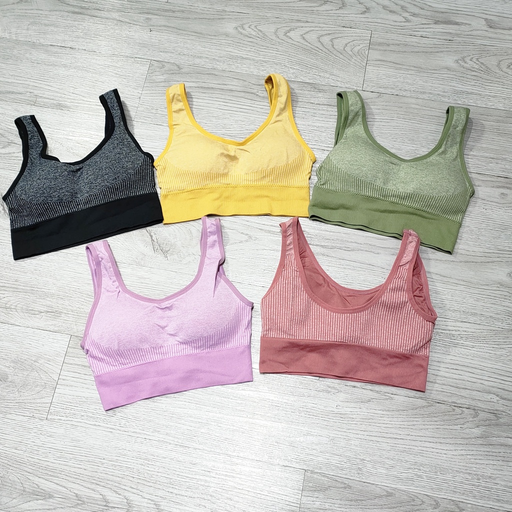 Aó bra tập gym yoga thể thao nữ dệt kim kèm mút lót freesize Bin Sports A194